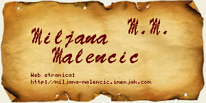 Miljana Malenčić vizit kartica